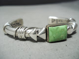 Authentic Vintage Native American Navajo Orville Tsinnie 14k Gold Gaspeite Sterling Bracelet-Nativo Arts