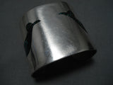 Wide And Heavy Vintage Navajo Turquoise Sterling Silver Native American Bracelet-Nativo Arts
