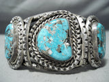 Heavy 100+ Grem Vintage Native American Navajo Old Morenci Turquoise Sterling Silver Bracelet-Nativo Arts