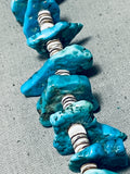 Rare Longer Excellent Vintage Native American Navajo Kingman Turquoise Necklace-Nativo Arts