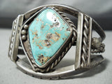 Heavy Royston Turquoise Vintage Native American Navajo Sterling Silver Bracelet-Nativo Arts