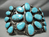 One Of The Best Vintage Native American Navajo Carico Turquoise Cluster Sterling Silver Bracelet-Nativo Arts