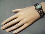 Rare Vintage Native American Navajo Dry Creek Turquoise Sterling Silver Bracelet Old-Nativo Arts