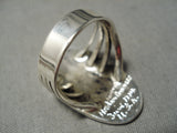 Native American Important Harlan Coonsis Bird Turquoise Coral Sterling Silver Ring-Nativo Arts