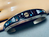 Midnight Space Kachina Native American Navajo Turquoise Sterling Silver Bracelet-Nativo Arts