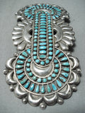 Gargantuan Vintage Native American Navajo Turquoise Sterling Silver Pin Old-Nativo Arts