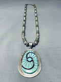 Tubule Rare Vintage Native American Zuni Turquoise Sterling Silver Necklace-Nativo Arts