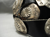 Detailed Vintage Native American Navajo Sterling Silver Repoussed Concho Belt Old-Nativo Arts