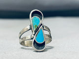 Tears Of Joy Vintage Native American Zuni Turquoise Sterling Silver Ring Old-Nativo Arts