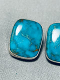 Bobby Johnson Vintage Native American Navajo Turquoise Sterling Silver Earrings-Nativo Arts