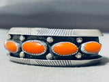 Thicker Domed Coral Vintage Native American Navajo Sterling Silver Bracelet-Nativo Arts