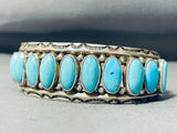 Rare Geomtric Ends Vintage Native American Navajo Turquoise Sterling Silver Bracelet-Nativo Arts