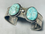 Double Carico Lake Turquoise Vintage Native American Navajo Sterling Silver Bracelet-Nativo Arts