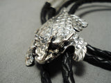 Symbolic Marvelous Native American Navajo Ben Yazzie Horned Toad Sterling Silver Bolo Tie-Nativo Arts