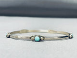 Amazing Vintage Native American Navajo Hand Tooled Sterling Silver Turquoise Bangle Bracelet-Nativo Arts