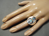 Important Kachina Artist Zuni Native American Turquoise Sterling Silver Ring-Nativo Arts