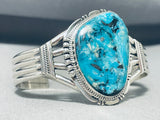 Astounding Native American Navajo Gilbert Turquoise Sterling Silver Bracelet Signed-Nativo Arts