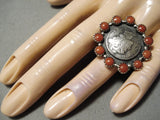 Incredible Native American Navajo Coral Snake Eyes Sterling Silver Ring-Nativo Arts