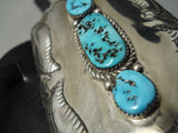 Tremendous Vintage Native American Navajo Ketoh Bowguard Sterling Silver Turquoise Bracelet-Nativo Arts
