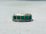 Very Early Vintage Native American Zuni 5 Cerrillos Turquoise Sterling Silver Ring-Nativo Arts