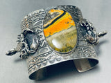 Huge Honeybee Jasper Native American Sterling Silver Scorpion Bracelet-Nativo Arts