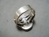 Important Vintage Native American Navajo #8 Turquoise Sterling Silver Ring-Nativo Arts