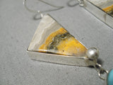 Amazing Navajo Native American Bee Jasper Sterling Silver Earrings-Nativo Arts