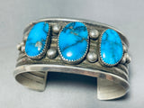 One Of The Best Vintage Native American Navajo Blue Diamond Turquoise Sterling Silver Bracelet-Nativo Arts