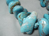 500 Grams!!! Huge Turquoise Chunk Sterling Silver Native American Navajo Necklace-Nativo Arts