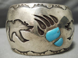 Important Vintage Native American Navajo Long Family Turquoise Sterling Silver Bracelet Old-Nativo Arts