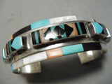 One Of The Most Detailed Vintage Native American Zuni Turquoise Sterling Silver Bracelet-Nativo Arts