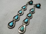 Exquisite Vintage Native American Zuni Blue Gem Turquoise Sterling Silver Earrings Old-Nativo Arts