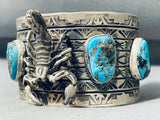 Symbolic 124 Gram Native American Navajo Turquoise Sterling Silver Scorpion Bracelet-Nativo Arts