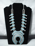 Important Vintage Native American Zuni Turquoise Sterling Silver Squash Blossom Necklace-Nativo Arts