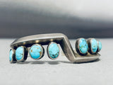 Amazing Vintage Native American Zuni 8 Kingman Turquoise Sterling Silver Bracelet-Nativo Arts