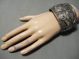 Intricate! One Of The Best Vintage Native American Navajo Carved Leaves Sterling Silver Bracelet-Nativo Arts