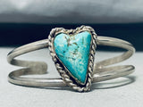 Fabulous Vintage Native American Navajo Turquoise Heart Sterling Silver Bracelet-Nativo Arts