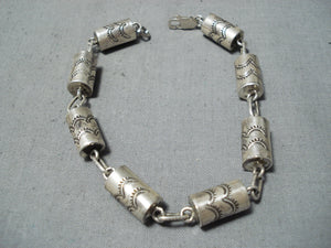 Marvelous Vintage Navajo Sterling Silver Link Bracelet Native American Old-Nativo Arts