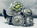 Rare Vintage Native American Navajo Green Turquoise Sterling Silver Concho Belt-Nativo Arts