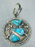 Magnificent Vintage Native American Hopi Morenci Turquoise Sterling Silver Pendant-Nativo Arts