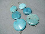 Impressive Navajo Turquoise Sterling Silver Earrings Native American-Nativo Arts
