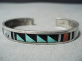 Impressive Vintage Navajo Turquoise Sterling Silver Bracelet Native American Old-Nativo Arts