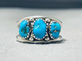 Marvlous Vintage Native American Navajo Kingman Turquoise Sterling Silver Ring-Nativo Arts