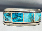Native American Important Evangeline Tsabetsyae Vintagew Zuni Turquoise Sterling Silver Bracelet-Nativo Arts