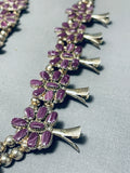 Very Rare Vintage Native American Navajo Purple Shell Sterling Silver Squash Blossom Necklace-Nativo Arts