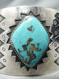 Huge Museum Vintage Native American Navajo Turquoise Sterling Silver Geometric Bracelet Old-Nativo Arts