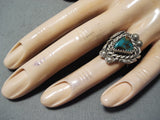 Striking Vintage Native American Navajo Royston Turquoise Sterling Silver Ring Old-Nativo Arts