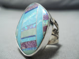 Intense Inlay San Felipe Inlay Turquoise Synth Opal Sterling Silver Ring-Nativo Arts
