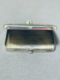 One Of A Kind Native American Navajo Vintage Kingman Turquoise Sterling Silver Box-Nativo Arts