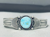 Exceptional Native American Navajo Kingman Turquoise Sterling Silver Bracelet G.hale-Nativo Arts